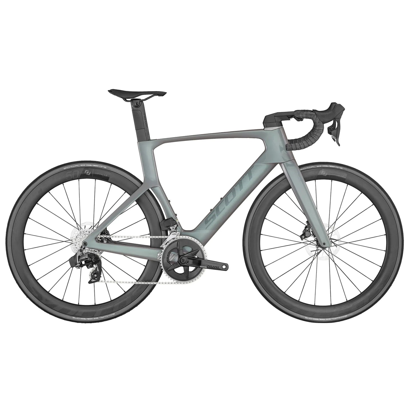 Scott Foil RC 20 racefiets met aerodynamisch frame en lichte wielen, geschikt voor wielrenners die snelheid en prestaties zoeken.