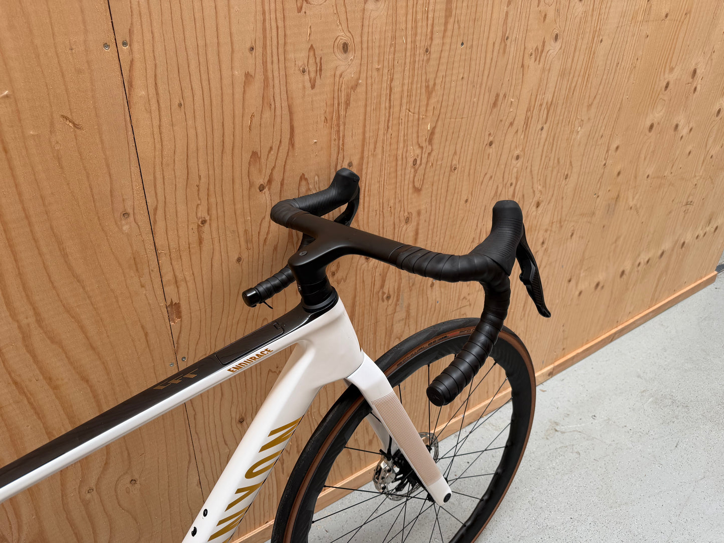 Racefiets Canyon Endurace CFR in zwart met aerodynamisch frame en sportief ontwerp, geschikt voor lange ritten en competitie.